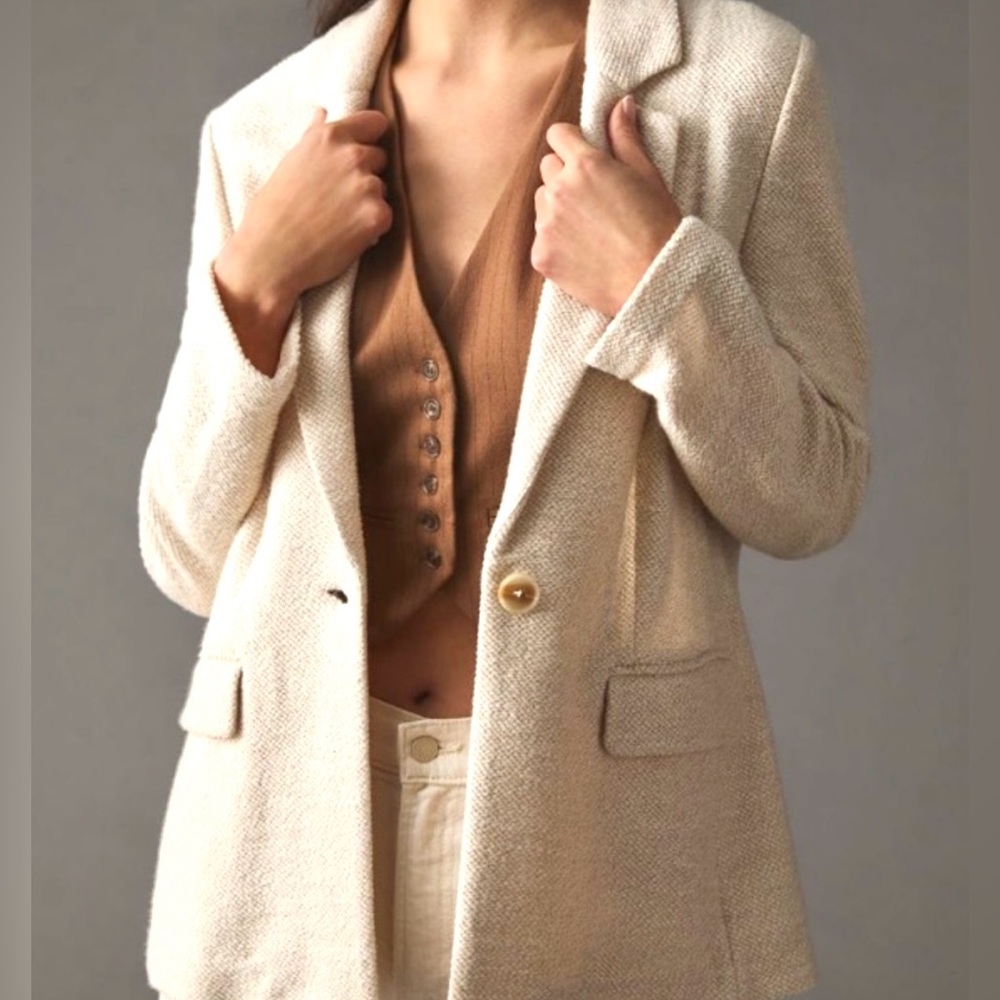 $138 Sanctuary for Anthropologie Knit Blazer in Creme, Medium, NWT